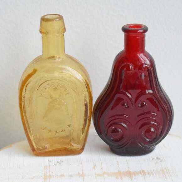 Antique Vintage Mini Color Glass Apothecary Bottles Rustic Farmhouse Decor - Picture 6 of 16